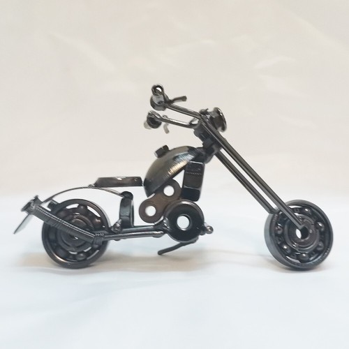 Retro Motorcycle Sculpture Motorbike Model Rustic Handcrafted Iron Art Bar Decor - Picture 12 of 24