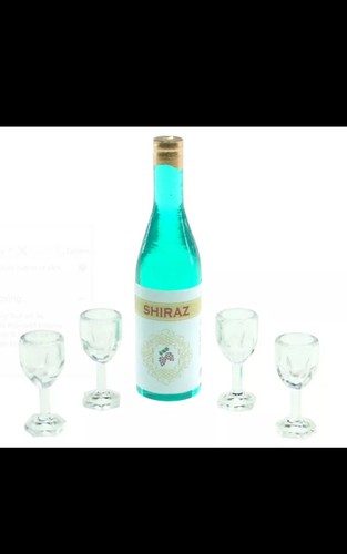 NEW MINIATURE WINE BOTTLE W/ 4 GLASSES DOLLHOUSE DISPLAY DIORAMA - Picture 3 of 3