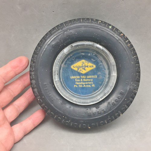 Goodyear Tire Ashtray Dealer Advertising Anna Illinois Union Tire Service 6" Vtg