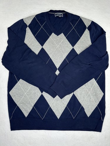 Club Room Herren Pullover blau Argyle Langarm XL V-Ausschnitt - Bild 2 von 9