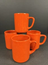 Mid Century Modern GERZ GERMANY Stoneware Lava Red Coffee Cups (4)