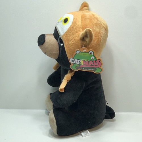 Capimals Plush New "Cute Critters In Hats" Black Bear In Owl Hat A&A Global NWT - Picture 2 of 10
