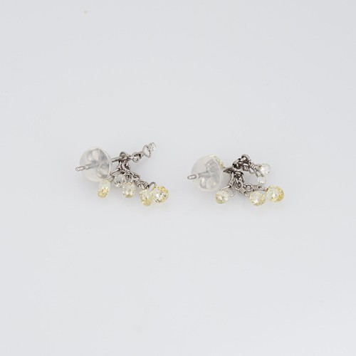 Pendientes con flecos de diamantes Briolette de 0,60 quilates con gotas de platino joyería fina - Imagen 2 de 3