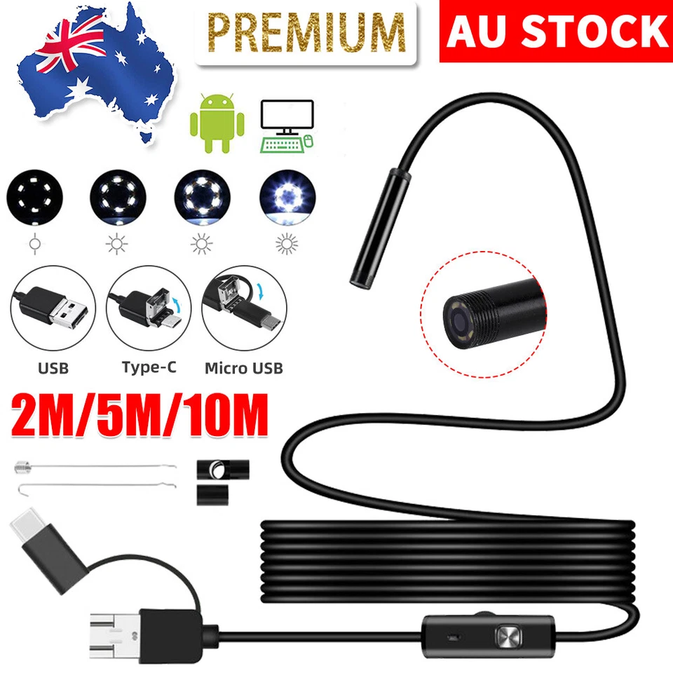 Waterproof HD Endoscope USB Type-C Borescope Snake Inspection Camera For Android - image 2 of 4