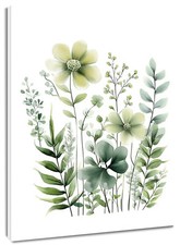 Garden Botanical Sage Green Flower Abstract Wall Art for Bathroom Living Room