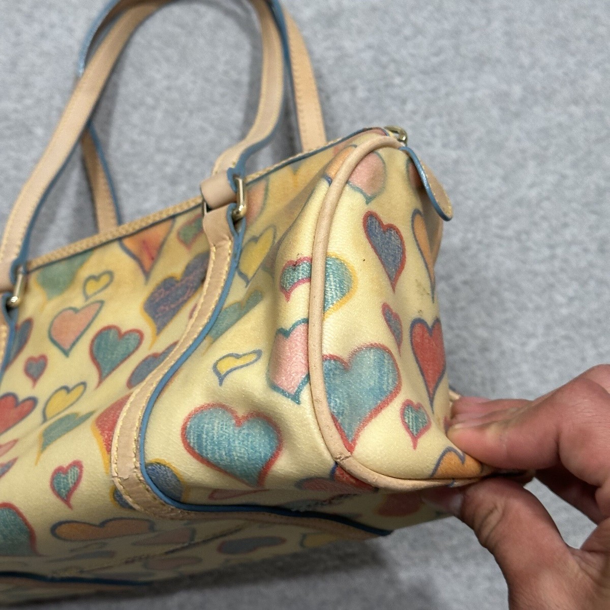 Y2k Vintage Dooney & Bourke Scribble Colored Pink Heart Leather Mini Backpack Vintage Dooney Bourke Leather Pink Heart Crayon Scribble  main image 3