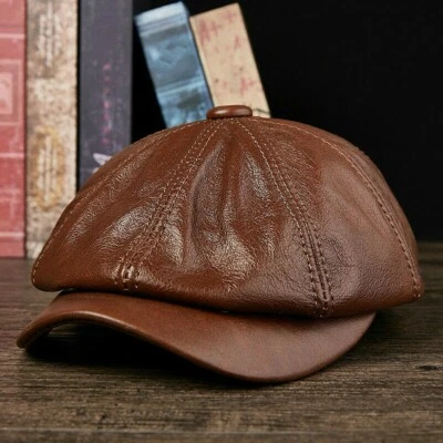 Femmes Hommes Cuir Journaux Chapeau Baker Garçon Chauffeur Taxi Gatsby Béret - Photo 1/4