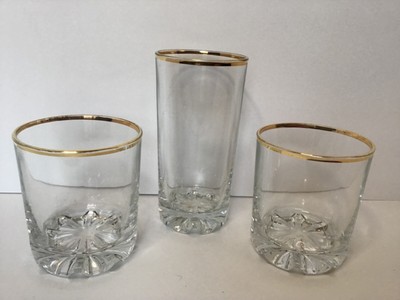 Vintage Barware Vintage Gold Rim Tumbler Juice Drinking Glasses Ebay