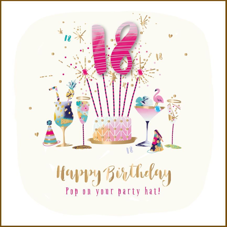 18th Birthday Card - Female Cocktails - Strawberry Fizz Talking Pictures Luxury