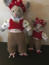 Miss mouse x2 with small mouse hand knitted CBeebies show me show me program 
