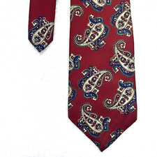 Christian Dior Red Blue Paisley Men’s Necktie 3.5”x 57” All Silk Made In USA