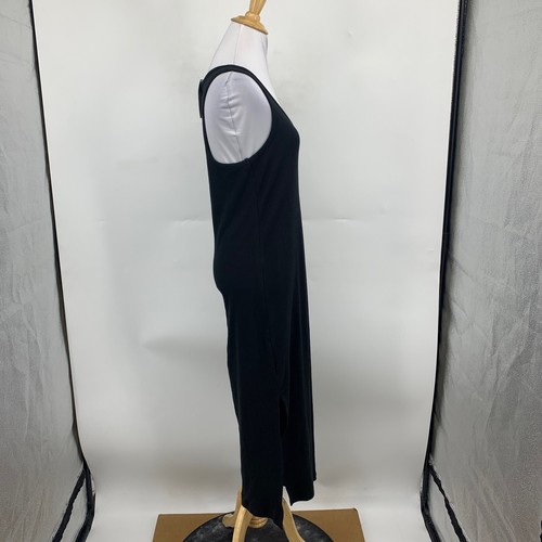 H&M Tank Dress Women S Small Black Ribbed Scoop Neck Racerback Stretch Slit Maxi - Picture 4 of 13