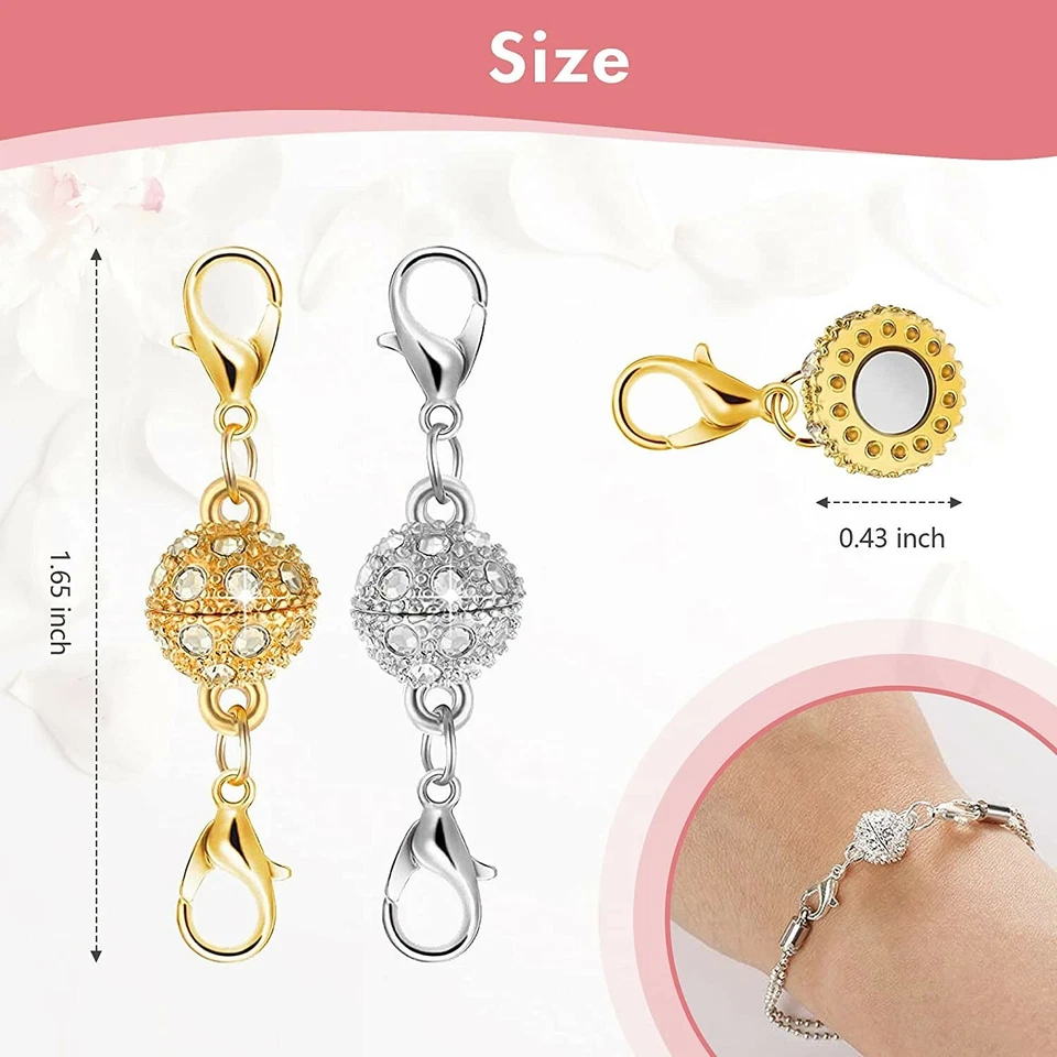 12 PK Round Ball Lobster Clasps Gold & Silver Colors Magnetic Snap Hook Extender - Image 4 of 4