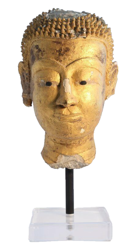 Lifesize Ayutthaya Stucco and Gold Leaf Buddha Temple head - Picture 3 of 7