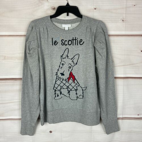 Charter Club Sweatshirt Women PL Gray Scottie Dog Long Sleeve Crew Neck Pullover