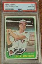 1965 Topps Baseball #542 Lou Klimchock PSA 8 Nicely Centered