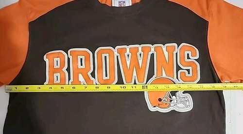 VTG NFL Browns Logo Shirt Medium Brown W/Orange Sleeves - Picture 10 of 13