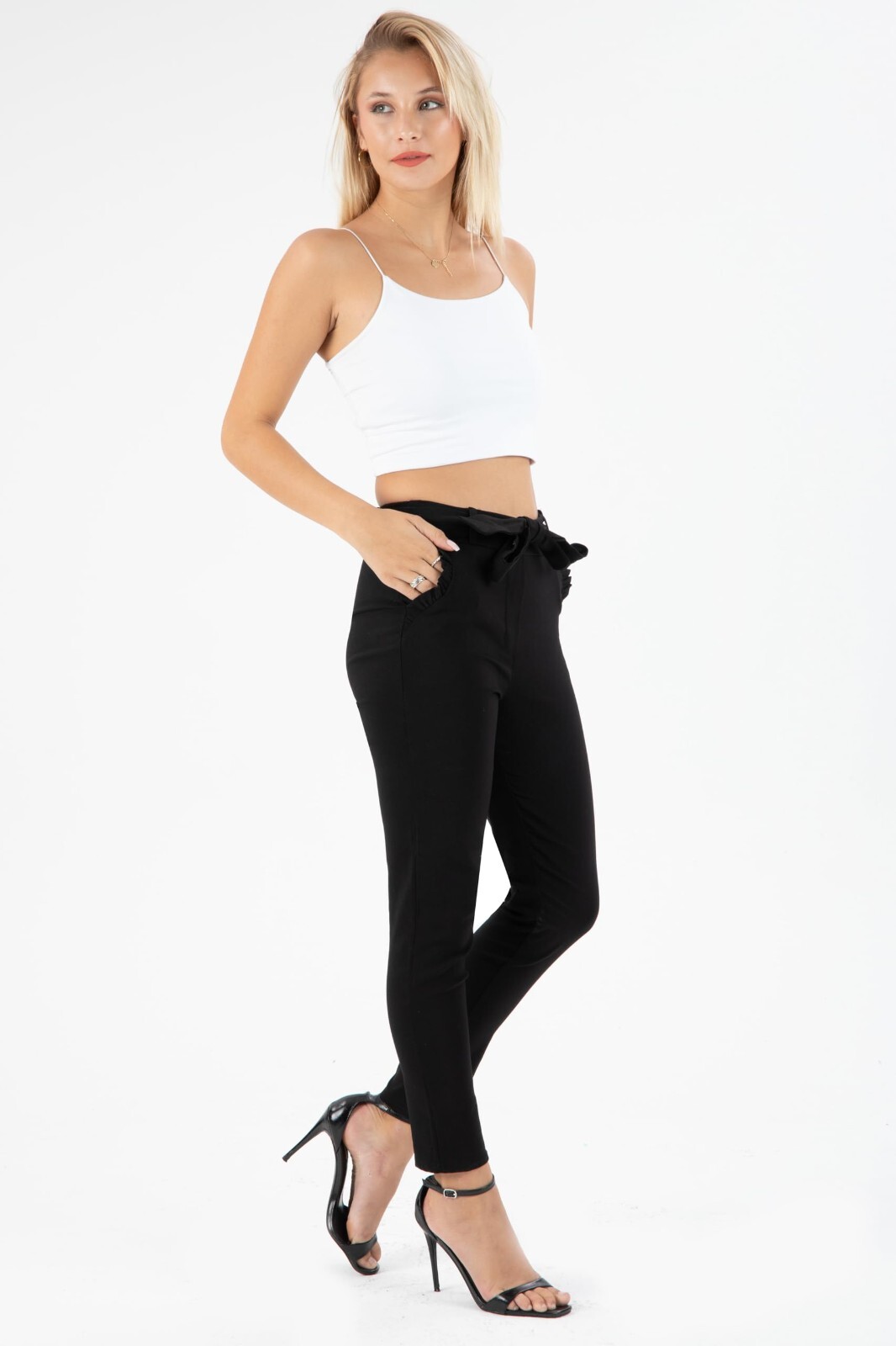 Damen Hose elegant Stretchhose Chino-Hose High-Waist Schlupfhose 36 38 40 42 44