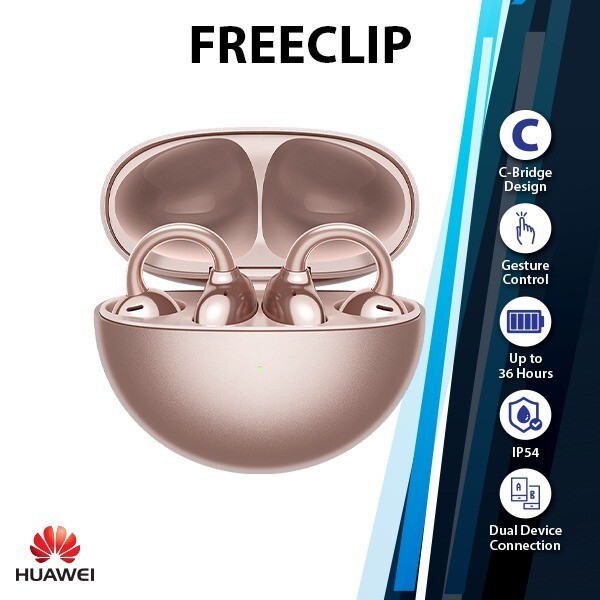 Huawei FreeClip Clip-on Earphone Earbuds (Gold, C-Bridge