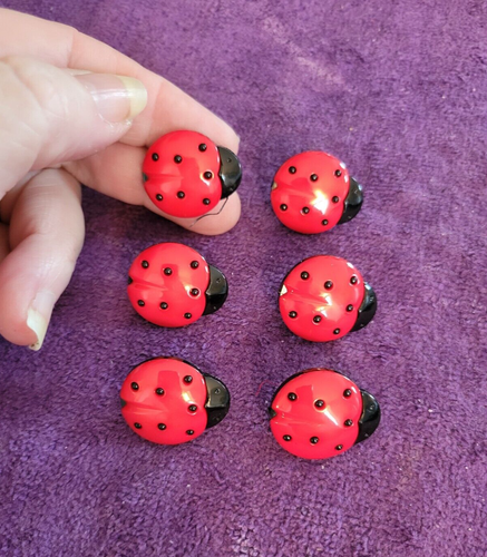 +Lady Bug Garden Favorite Thumb Tacks Push Pins - 6pc Set - Fun & Unique! - Picture 2 of 4