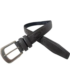 Columbia Belt Mens Medium Dark Gray Synthetic Leather Belt M 34/36 Silver Buckle