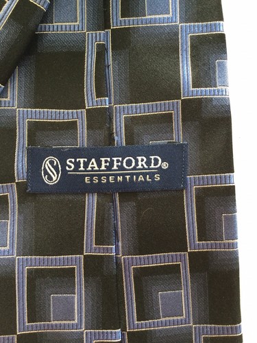 Stafford Essentials Mens Tie Blue 100% Silk Length 61" Width 3.75" - Picture 3 of 5