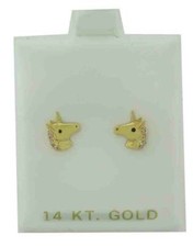 ORECCHINI A PERNO UNICORNO ZAFFIRI ROSA CREATI IN LABORATORIO ORO 14K - NUOVI CON ETICHETTE - Schienali a vite