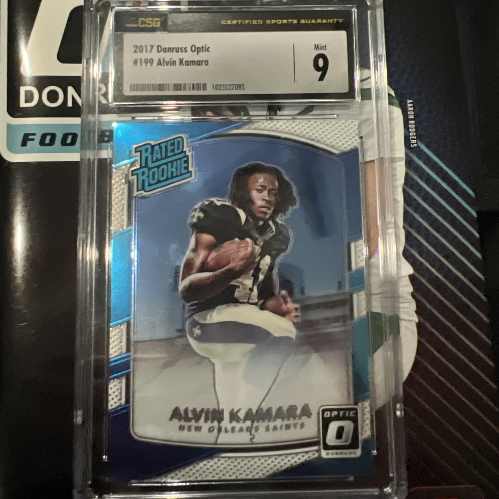 2017 Donruss Optic - Rated Rookie Aqua Prizm #199 Alvin Kamara /299 (RC)