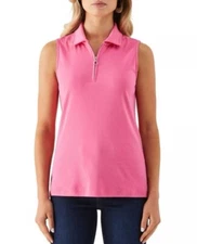 Rafaella Sz XLarge Sleeveless 1/2 Zip Top Carmine Rose NEW