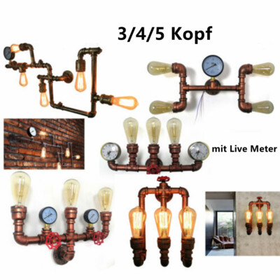 Antiquität Retro Rostig Wandleuchte Eisenrohr Wasserrohr Wandlampe M/ Live Meter
