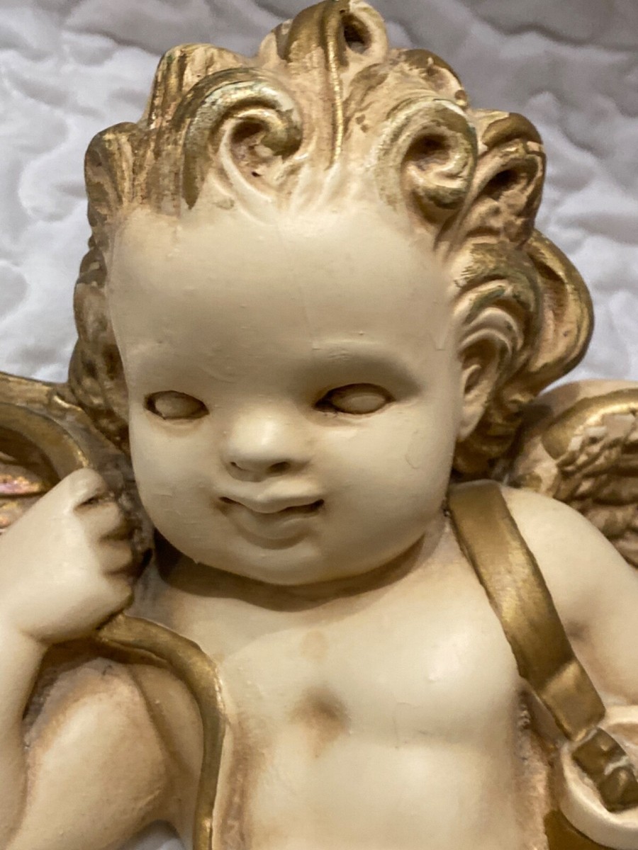 Vtg ABCO Alexander Backer Co. NY Pottery Chalkware Cherub Cupid