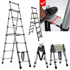 4+5/5+6/6+7 Step Aluminium Telescopic Folding Step Ladder Extendable Heavy Duty 