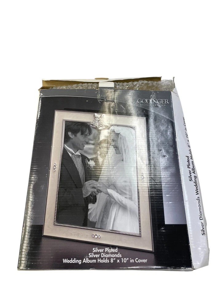 Álbum de boda Godinger plateado plata diamantes tiene capacidad para 8" X 10" en cubierta Foto 2 de 4