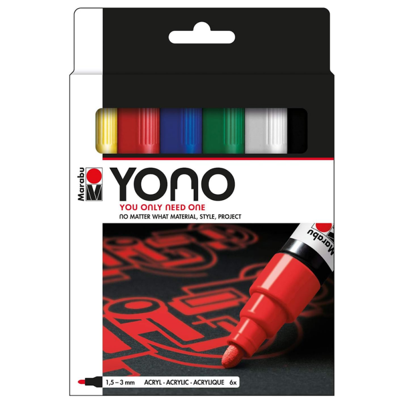 Marabu YONO Medium Bullet Primary Tones (6pc)