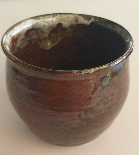 Small earthen tones glazed pottery garden pot 11cm in lovely condition - Picture 2 of 6
