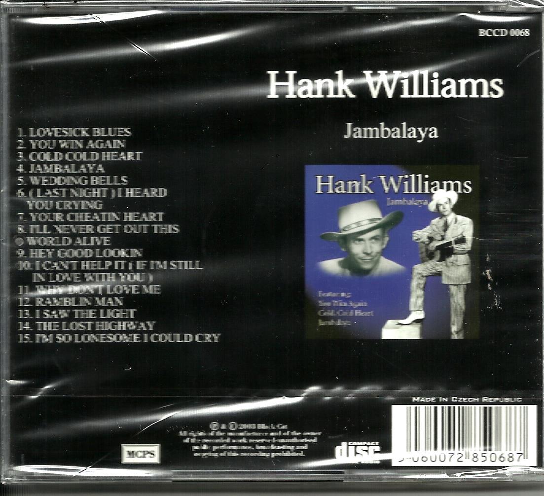 HANK WILLIAMS,JAMBALAYA CD**,BRAND NEW **FREE SHIPPING USA **15 SONGS