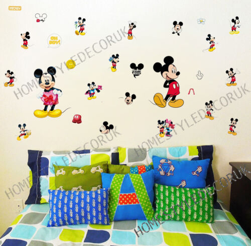 Disney Wall Stickers Mickey Bedroom Nursery Decor Art Mural Decal UK Seller - Afbeelding 1 van 12