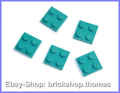 Lego 5 x Platten türkis 2 x 2 - 3022 - Plate Plates Dark Turquoise - NEU / NEW