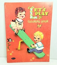 Vintage Whitman 1956 Coloring Book Let's Play Mostly Uncolored Alys Nugent