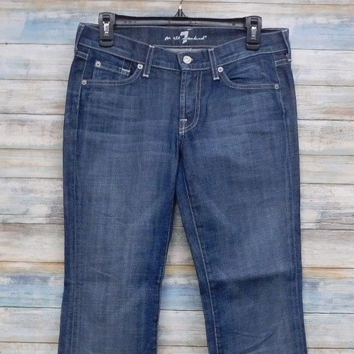 Pantalones de mezclilla para mujer 7 For All Mankind 27 27x29 azul corte bota talla - Imagen 4 de 9