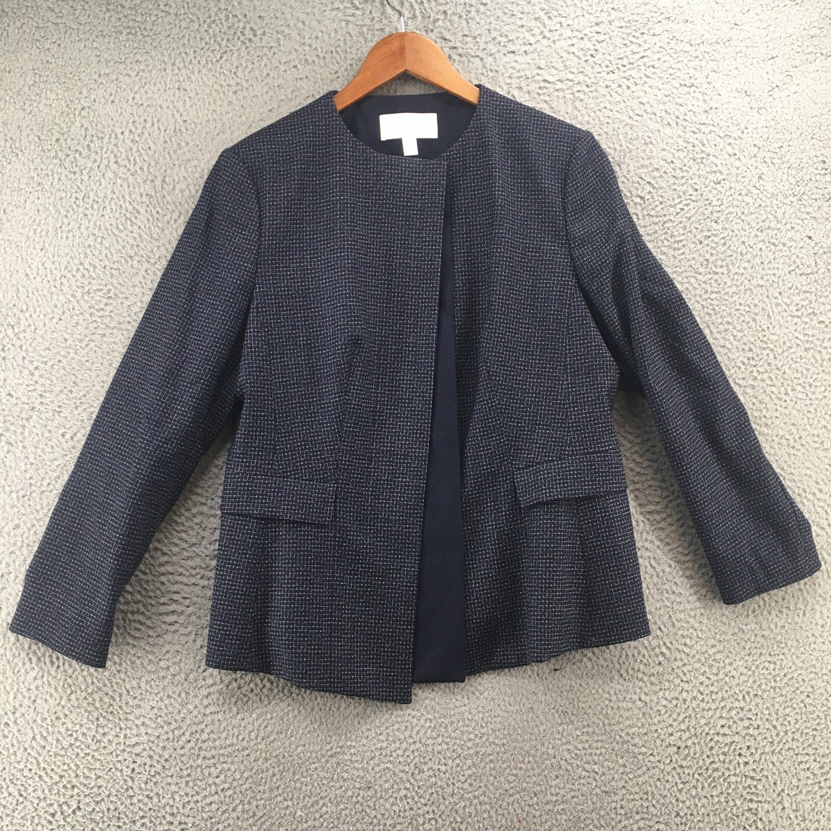 Boss Blazer Jacket Womens 12 Multicolor Checkered Long