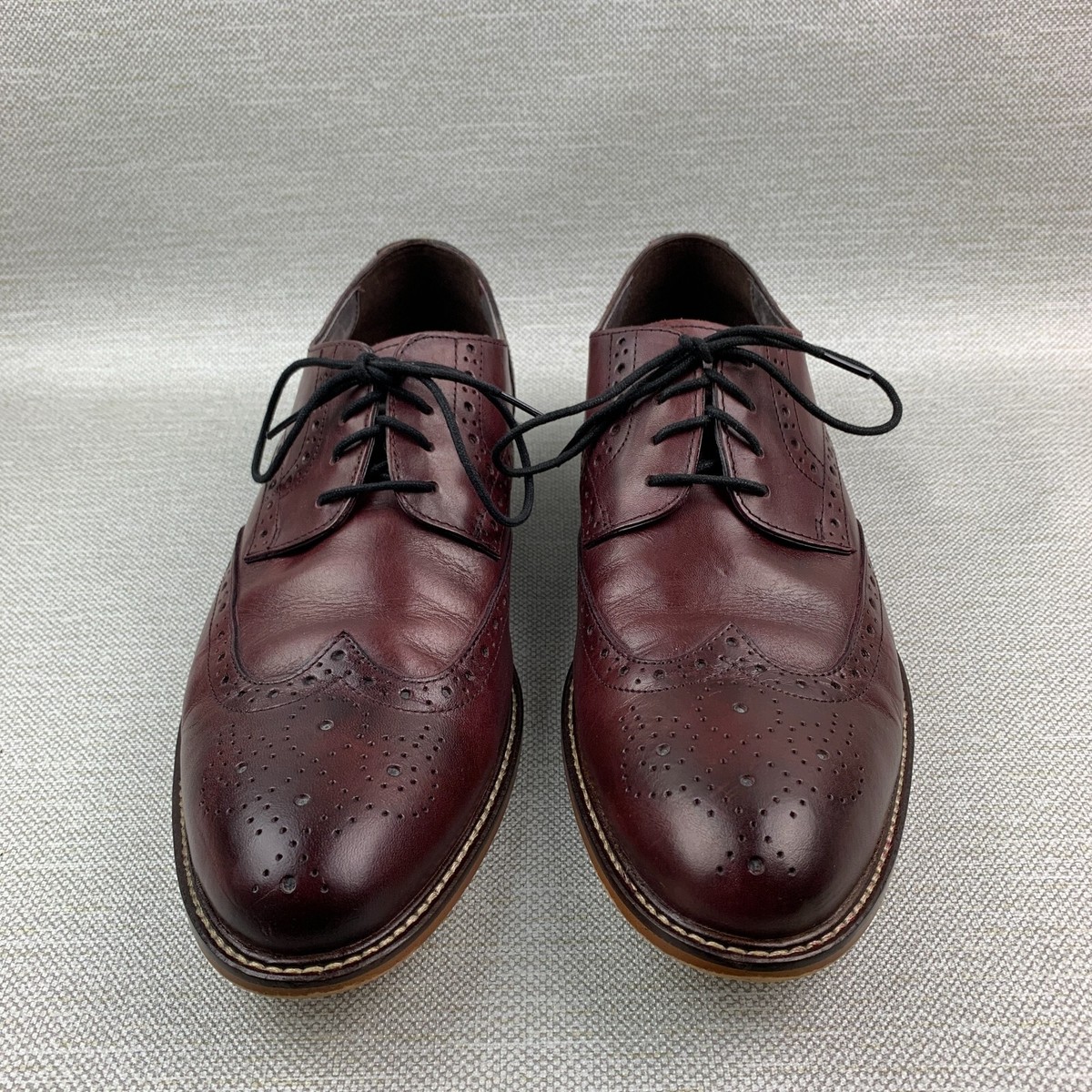 Joseph Abboud Oxford Burgundy Leather Wingtip Brogue Lace Up 