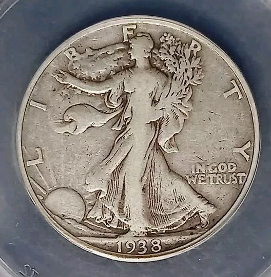 1938-D 50C Silver Walking Liberty Half Dollar ANACS F12 Key Date - Image 4 of 4