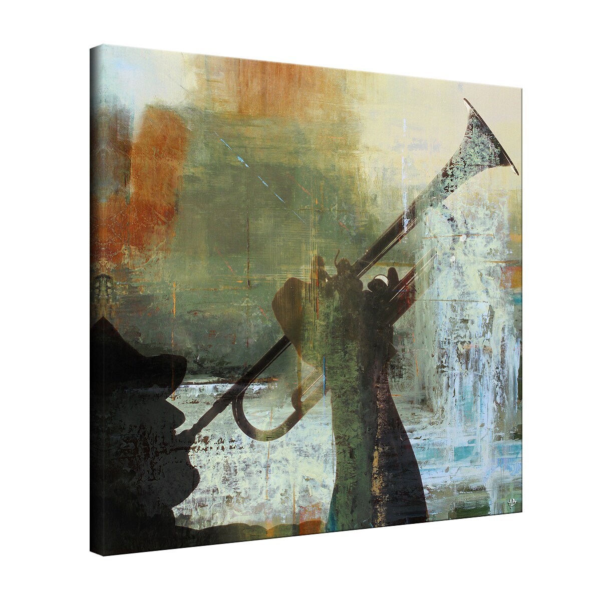Ready2HangArt 'Trumpet' Canvas Wall Art Green 30