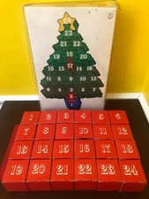 Vintage Department 56 Advent Calendar 24 Days Wooden Christmas Tree Block Puzzle