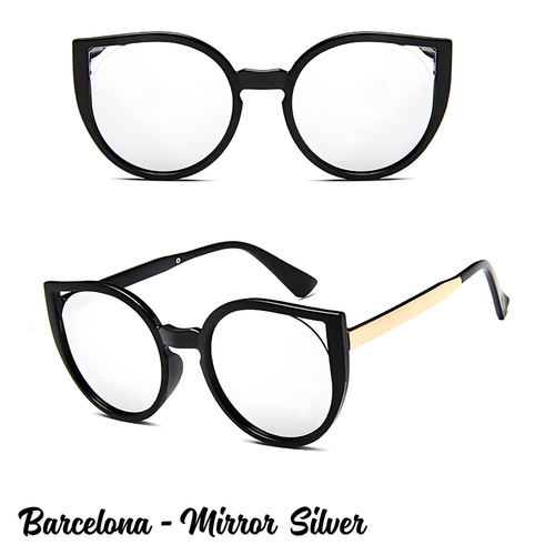 Sunglasses Sunnies Mirror Cat eye Rimless Black Silver Pink Rose Gold - Picture 17 of 25