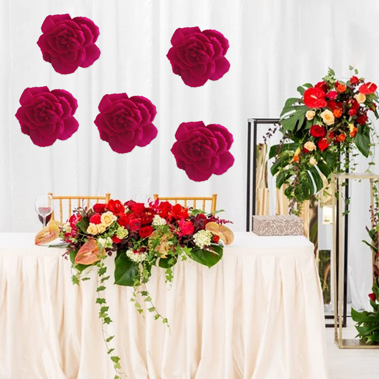 3pcs Artificial Paper Flowers Easy Installation Wedding Decoration Diy