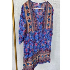 Beautiful Blue and Pink Colors Summer Lightweight Dress - Size Small