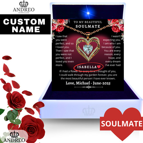 18k Soulmate CUSTOM Gift Birthstone Necklace Girlfriend Birthday Gifts