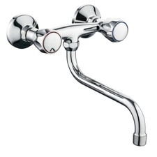 Brass Kitchen Wall Mounted Faucet with Swivel Dispensing